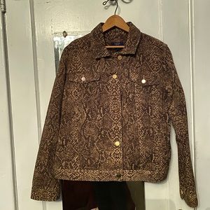 CHAPS Stretch Denim Snake Skin Print Jacket
